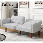 Futon-Schlafsofa, Couch aus Kunstleder mit Memory-Schaum, modernes, umwandelbares Zweisitzersofa für kompakte Wohnzimmer