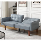 Futon-Schlafsofa, Couch aus Kunstleder mit Memory-Schaum, modernes, umwandelbares Zweisitzersofa für kompakte Wohnzimmer