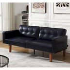 Futon-Schlafsofa, Couch aus Kunstleder mit Memory-Schaum, modernes, umwandelbares Zweisitzersofa für kompakte Wohnzimmer