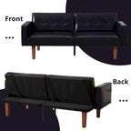Futon-Schlafsofa, Couch aus Kunstleder mit Memory-Schaum, modernes, umwandelbares Zweisitzersofa für kompakte Wohnzimmer