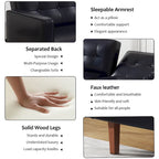 Futon-Schlafsofa, Couch aus Kunstleder mit Memory-Schaum, modernes, umwandelbares Zweisitzersofa für kompakte Wohnzimmer