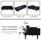 Futon-Schlafsofa, Couch aus Kunstleder mit Memory-Schaum, modernes, umwandelbares Zweisitzersofa für kompakte Wohnzimmer