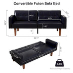 Futon-Schlafsofa, Couch aus Kunstleder mit Memory-Schaum, modernes, umwandelbares Zweisitzersofa für kompakte Wohnzimmer