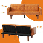Futon-Schlafsofa, Couch aus Kunstleder mit Memory-Schaum, modernes, umwandelbares Zweisitzersofa für kompakte Wohnzimmer