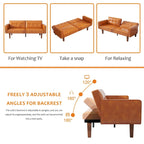 Futon-Schlafsofa, Couch aus Kunstleder mit Memory-Schaum, modernes, umwandelbares Zweisitzersofa für kompakte Wohnzimmer