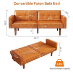 Futon-Schlafsofa, Couch aus Kunstleder mit Memory-Schaum, modernes, umwandelbares Zweisitzersofa für kompakte Wohnzimmer