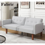 Futon-Schlafsofa, Couch aus Kunstleder mit Memory-Schaum, modernes, umwandelbares Zweisitzersofa für kompakte Wohnzimmer