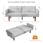 Futon-Schlafsofa, Couch aus Kunstleder mit Memory-Schaum, modernes, umwandelbares Zweisitzersofa für kompakte Wohnzimmer