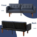 Futon-Schlafsofa, Couch aus Kunstleder mit Memory-Schaum, modernes, umwandelbares Zweisitzersofa für kompakte Wohnzimmer