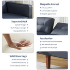 Futon-Schlafsofa, Couch aus Kunstleder mit Memory-Schaum, modernes, umwandelbares Zweisitzersofa für kompakte Wohnzimmer
