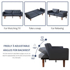 Futon-Schlafsofa, Couch aus Kunstleder mit Memory-Schaum, modernes, umwandelbares Zweisitzersofa für kompakte Wohnzimmer