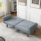 Futon-Schlafsofa, Couch aus Kunstleder mit Memory-Schaum, modernes, umwandelbares Zweisitzersofa für kompakte Wohnzimmer