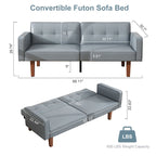 Futon-Schlafsofa, Couch aus Kunstleder mit Memory-Schaum, modernes, umwandelbares Zweisitzersofa für kompakte Wohnzimmer