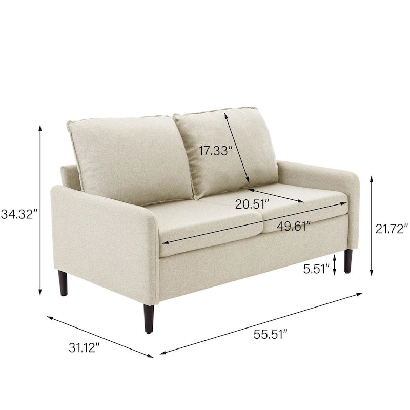 Loveseat de lino para sala de estar