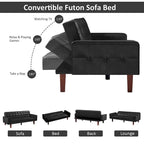 Canapé-lit, futon convertible, canapé 2 places en similicuir, canapé-lit 2 places pour le salon, invité