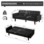 Canapé-lit, futon convertible, canapé 2 places en similicuir, canapé-lit 2 places pour le salon, invité
