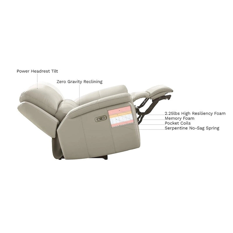 Hydeline Erindale bank, loveseat en fauteuil van volnerfleer met elektrische zero-gravityverstelling en verstelbare hoofdsteun