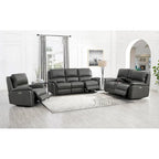 Hydeline Erindale bank, loveseat en fauteuil van volnerfleer met elektrische zero-gravityverstelling en verstelbare hoofdsteun