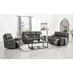 Hydeline Erindale bank, loveseat en fauteuil van volnerfleer met elektrische zero-gravityverstelling en verstelbare hoofdsteun