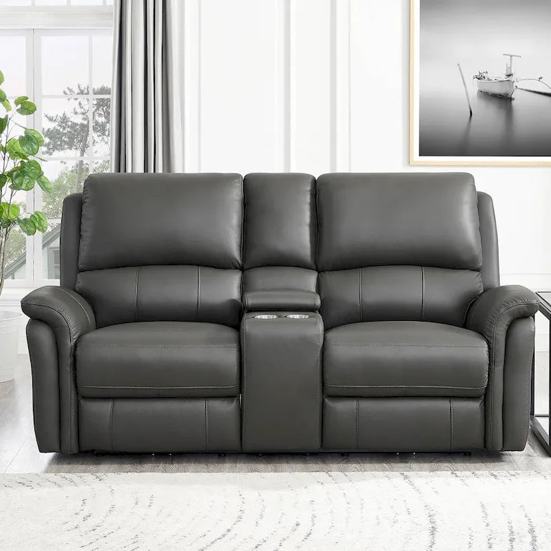 Hydeline Erindale bank, loveseat en fauteuil van volnerfleer met elektrische zero-gravityverstelling en verstelbare hoofdsteun