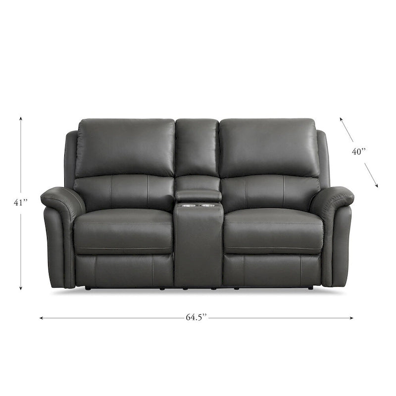 Hydeline Erindale bank, loveseat en fauteuil van volnerfleer met elektrische zero-gravityverstelling en verstelbare hoofdsteun