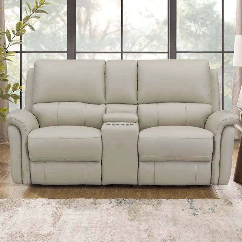 Hydeline Erindale bank, loveseat en fauteuil van volnerfleer met elektrische zero-gravityverstelling en verstelbare hoofdsteun