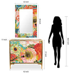 Set van een kasttafel en spiegel van kunstglas met bloemmotief uit de serie Secret Garden