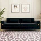 Sofá biplaza moderno tapizado de terciopelo capitoné con cojines y almohadas extraíbles - 85.63 in.D x 30.31 in.W x 30.51 in.H