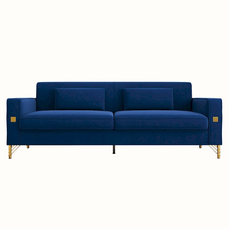 Sofá biplaza moderno tapizado de terciopelo capitoné con cojines y almohadas extraíbles - 85.63 in.D x 30.31 in.W x 30.51 in.H