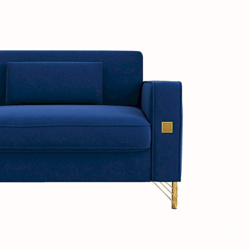 Sofá biplaza moderno tapizado de terciopelo capitoné con cojines y almohadas extraíbles - 85.63 in.D x 30.31 in.W x 30.51 in.H