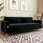 Sofá biplaza moderno tapizado de terciopelo capitoné con cojines y almohadas extraíbles - 85.63 in.D x 30.31 in.W x 30.51 in.H