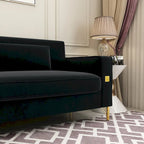 Sofá biplaza moderno tapizado de terciopelo capitoné con cojines y almohadas extraíbles - 85.63 in.D x 30.31 in.W x 30.51 in.H
