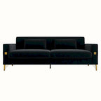 Sofá biplaza moderno tapizado de terciopelo capitoné con cojines y almohadas extraíbles - 85.63 in.D x 30.31 in.W x 30.51 in.H