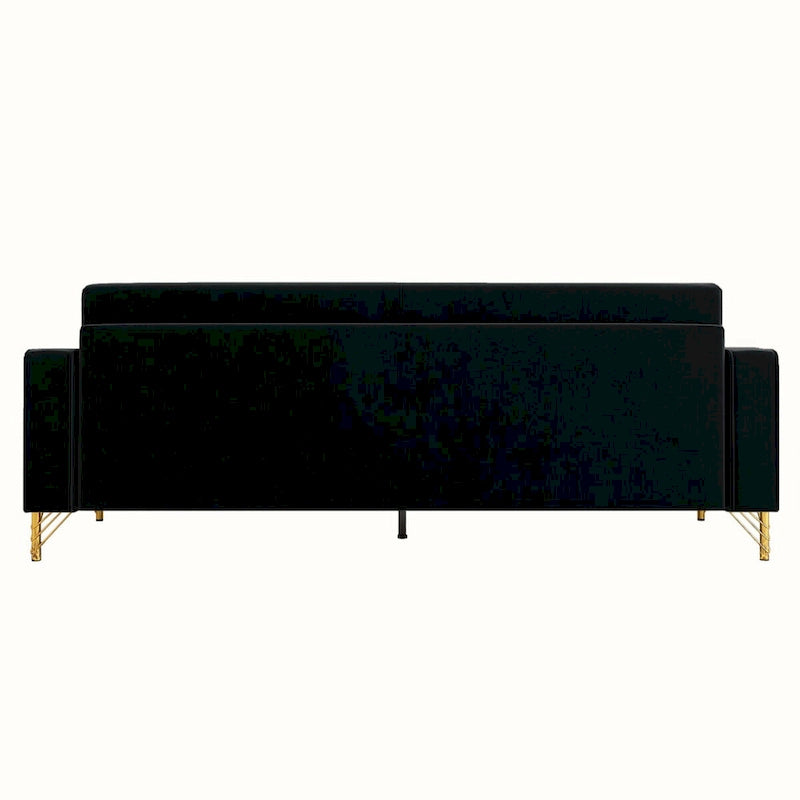 Sofá biplaza moderno tapizado de terciopelo capitoné con cojines y almohadas extraíbles - 85.63 in.D x 30.31 in.W x 30.51 in.H
