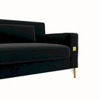 Sofá biplaza moderno tapizado de terciopelo capitoné con cojines y almohadas extraíbles - 85.63 in.D x 30.31 in.W x 30.51 in.H