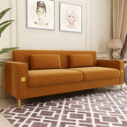 Sofá biplaza moderno tapizado de terciopelo capitoné con cojines y almohadas extraíbles - 85.63 in.D x 30.31 in.W x 30.51 in.H