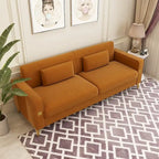 Sofá biplaza moderno tapizado de terciopelo capitoné con cojines y almohadas extraíbles - 85.63 in.D x 30.31 in.W x 30.51 in.H