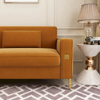 Sofá biplaza moderno tapizado de terciopelo capitoné con cojines y almohadas extraíbles - 85.63 in.D x 30.31 in.W x 30.51 in.H