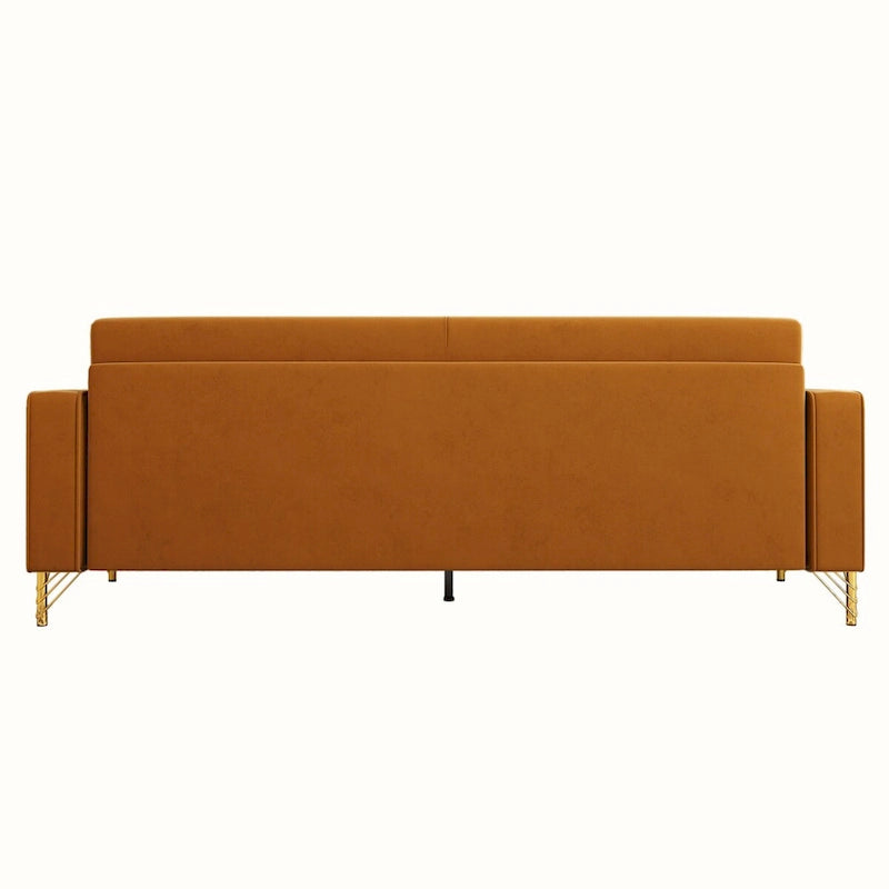 Sofá biplaza moderno tapizado de terciopelo capitoné con cojines y almohadas extraíbles - 85.63 in.D x 30.31 in.W x 30.51 in.H