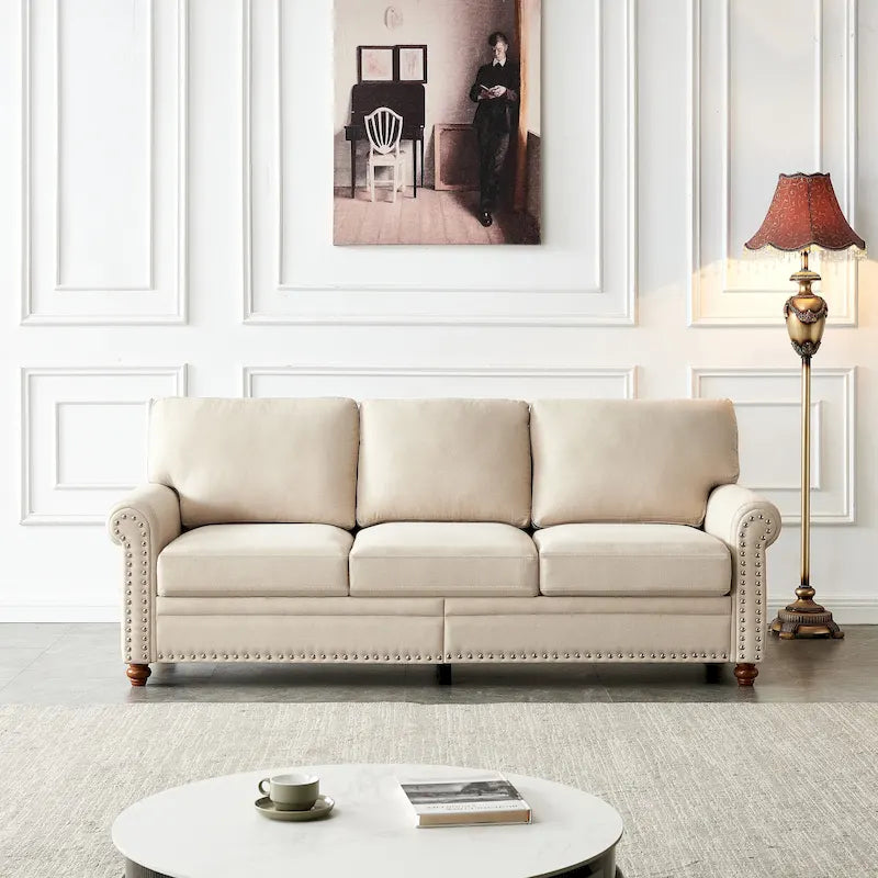Sofa mit Leinenbezug und Stauraum