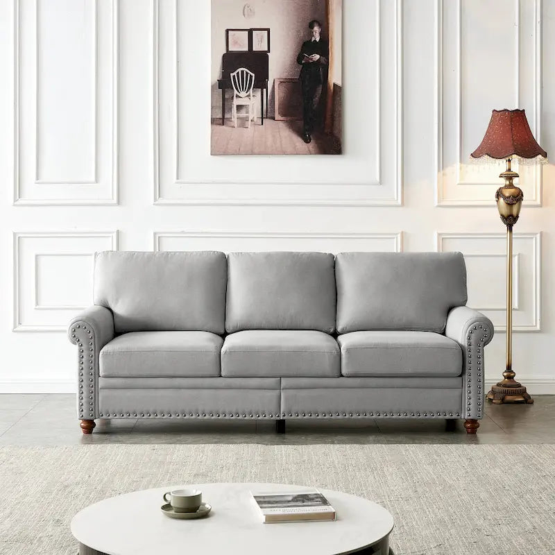 Sofa mit Leinenbezug und Stauraum