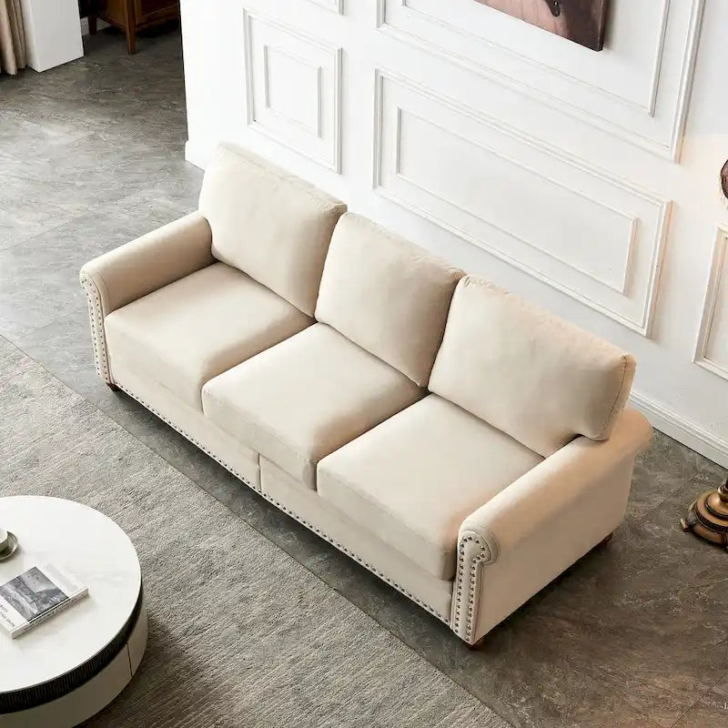 Sofa mit Leinenbezug und Stauraum