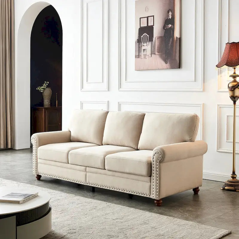 Sofa mit Leinenbezug und Stauraum