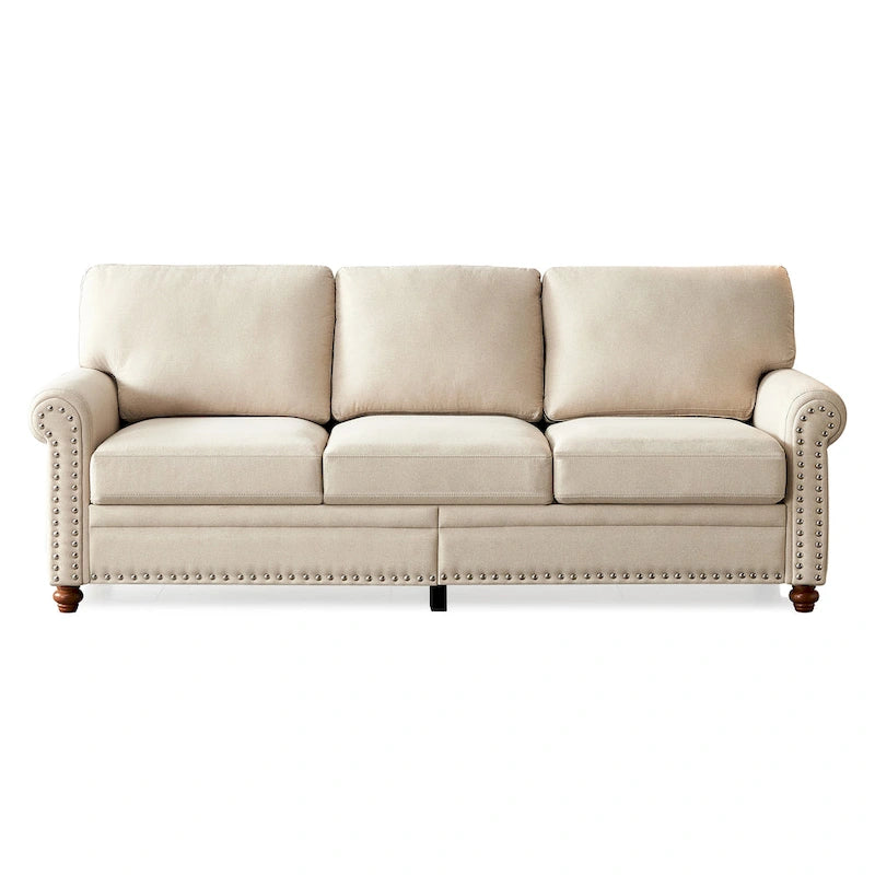 Sofa mit Leinenbezug und Stauraum