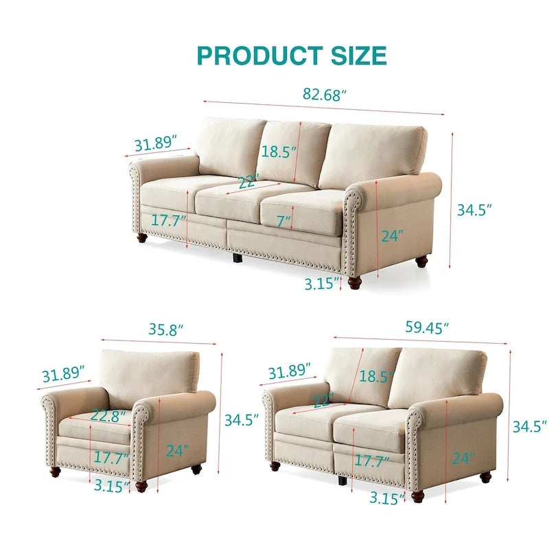Sofa mit Leinenbezug und Stauraum