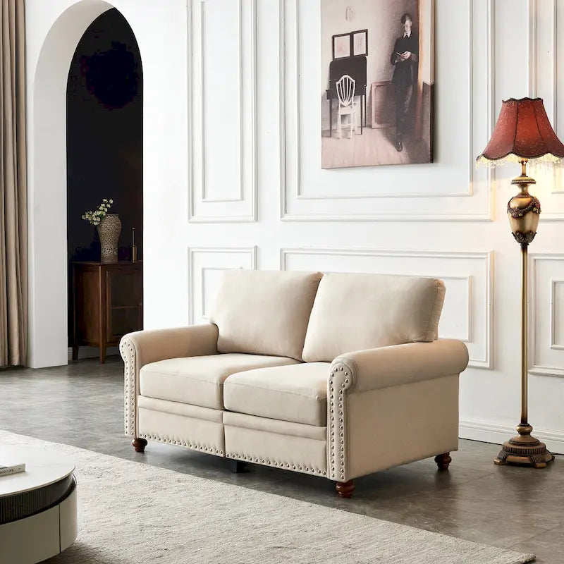 Sofa mit Leinenbezug und Stauraum