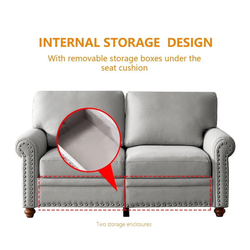 Sofa mit Leinenbezug und Stauraum