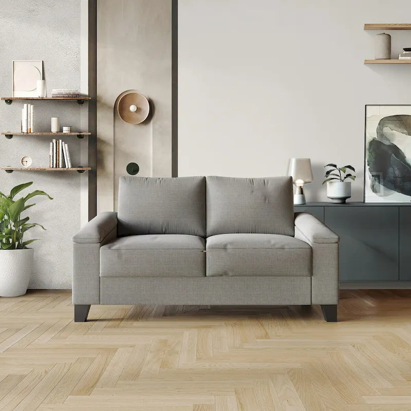 Lniana tapicerowana sofa loveseat CraftPorch w prostym stylu