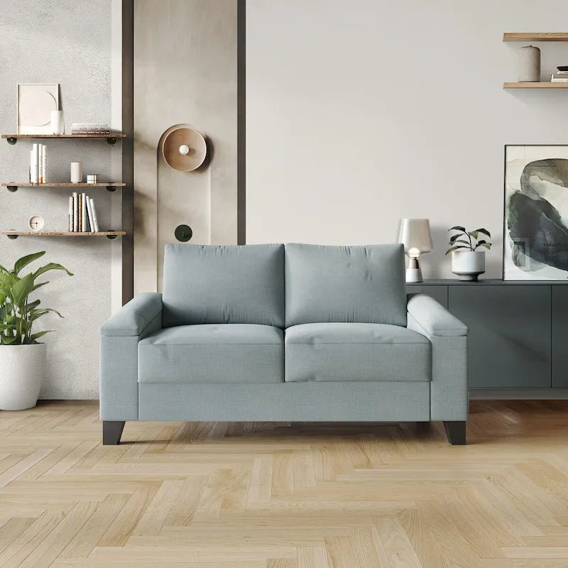 Lniana tapicerowana sofa loveseat CraftPorch w prostym stylu