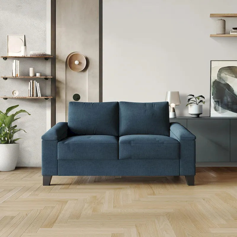 Lniana tapicerowana sofa loveseat CraftPorch w prostym stylu